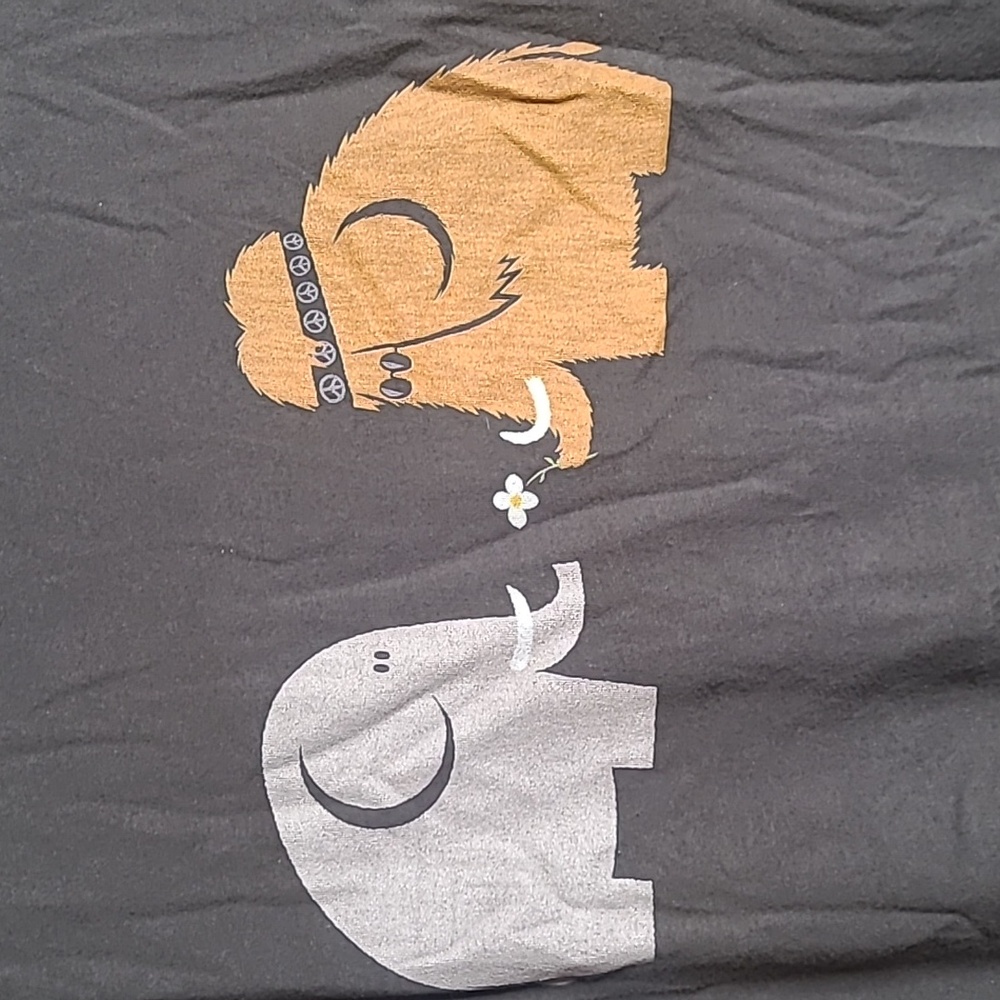 Threadless Womens XXL Mammoths Were hippies and Elephant Gray Tee